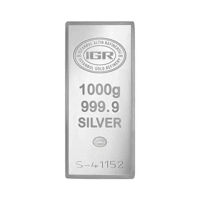 شمش نقره یک کیلوگرمی ۹۹۹/۹ IGR