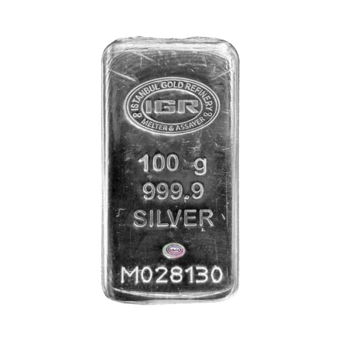 شمش نقره 100گرمی ۹۹۹/۹ IGR