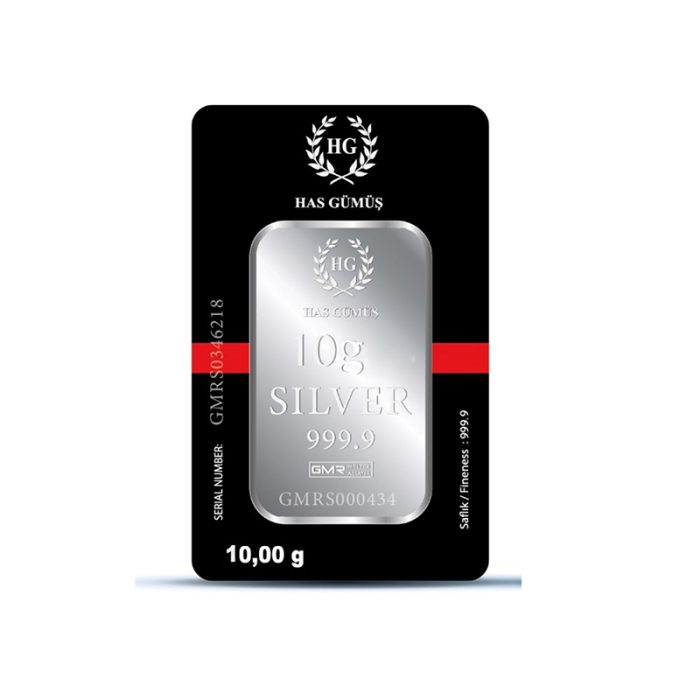 شمش نقره 10گرمی ۹۹۹/۹ هاس گوموش