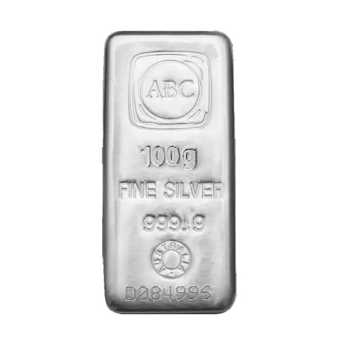 شمش نقره ۱۰۰ گرمی۹۹۹/۹ اماراتی